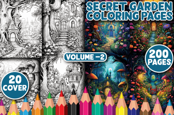 Download 200 Secret Garden Coloring Pages V - 2 - Premium Resources