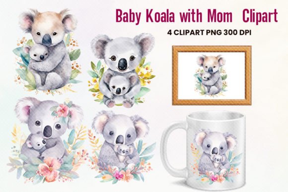 Download Baby Koala with Mom Watercolor Clipart - Mom watercolor clipart Collection